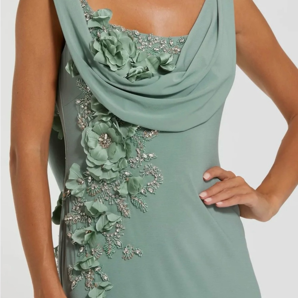 Mac Duggal Sage Green Floral Maxi Dress - Picture 3 of 3
